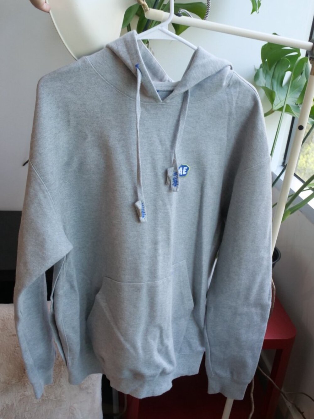 ADER Error Grey Embroidered Logo Hoodie - Size M